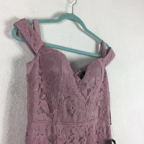 NWT Lulus Swept Up Maeve Pink Lace Off-the-Shoulder Mermaid Maxi Dress Medium - Picture 8 of 16
